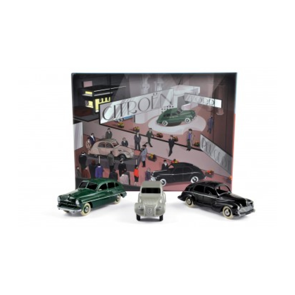 Coffret Salon de Paris 1949: Citroen 2cv Ford Vedette Peugeot203 1:43