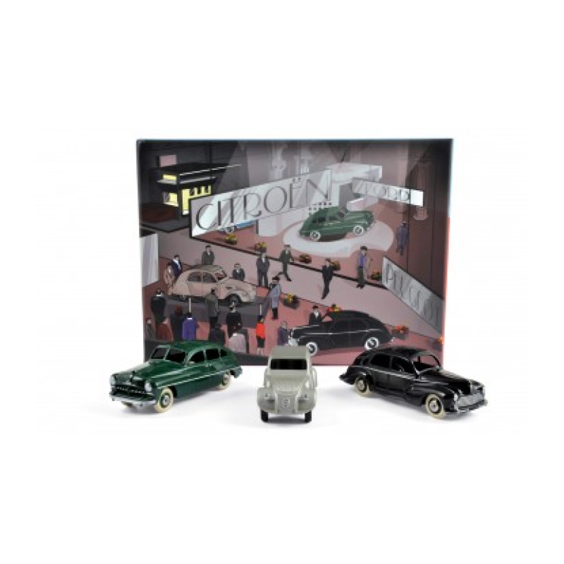 Coffret Salon de Paris 1949: Citroen 2cv Ford Vedette Peugeot203 1:43